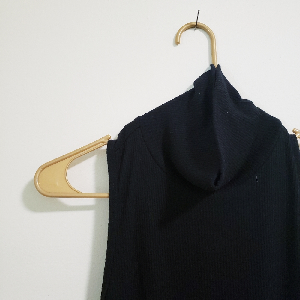 Black Bodycon Turtleneck Maxi Dress, Racerback